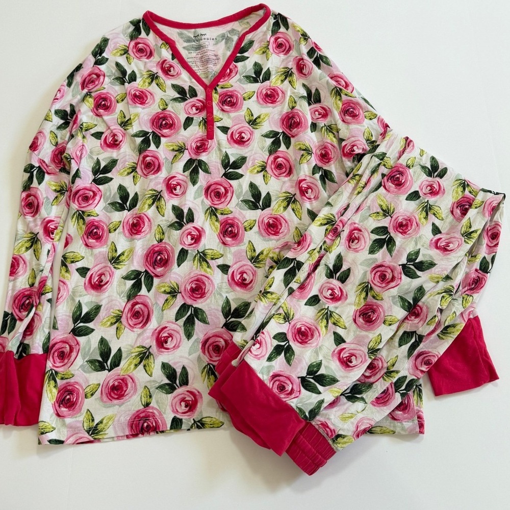 Little Sleepies Roses Bamboo Pajama Set Women Medium